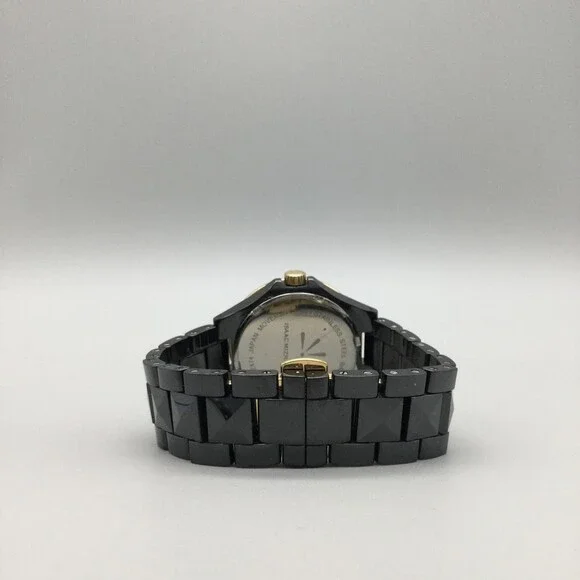 Isaac Mizrahi Live Womens Watch 36mm Black Dial Gold Tone New Battery 6.75" - Picture 6 of 14